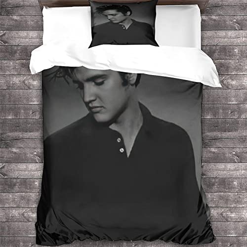 GENBAK Elvis Presley 3D Bettwäsche Set Sängerin Bettbezüge Kissenbezug Tröster Bettwäsche Bettwäsche Mit Teiligem Kissenbezug einfach（135x200cm） von GENBAK