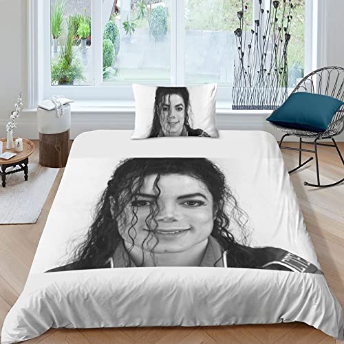 GENBAK Michael Jackson 3D Tänzer Betten Set Musiker Stil Bettwäsche Set Weiche Microfaser Goku Bettbezug Mit Kissenbezug einzeln（135x200cm） von GENBAK