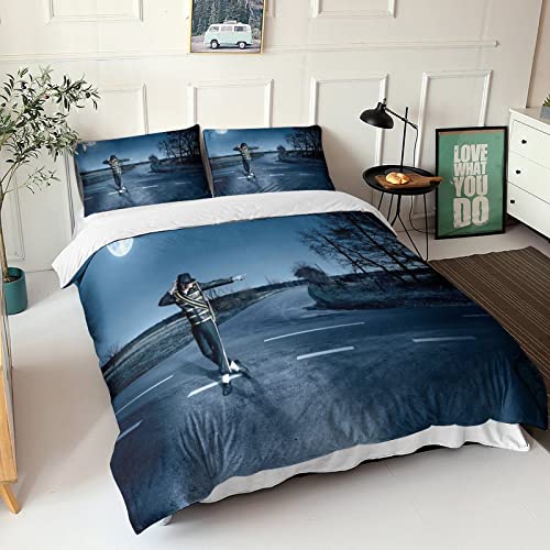 GENBAK Michael Jackson Bettwäsche 3-teiliges Set Mit Reißverschluss,Tänzer 3D 1 Bettbezug Drucken & Kissen Shams doppelt（200x200cm） von GENBAK