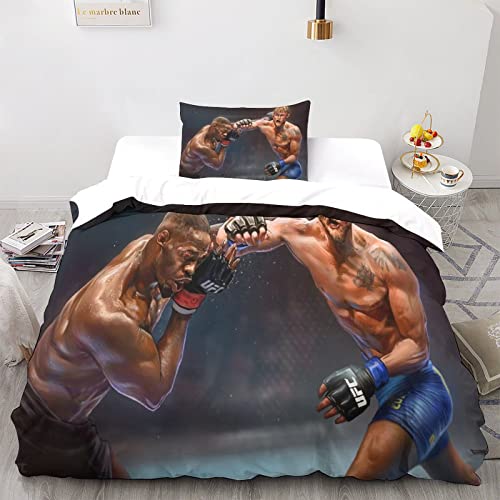GENBAK UFC Bettwäsche Set Kinder Jungen Teens Kämpfer Thema Bettbezug 3D MMA Bettwäsche,Zimmer Dekor 3 Stück Bettwäsche Single（135x200cm） von GENBAK