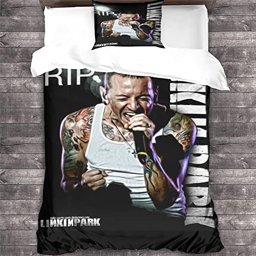 Linkin Park Bettwäsche Mädchen Und Kissenbezüge 3D Rock 'n' Roll Drucken Mikrofaser Bettbezug-Set Für Jugendliche einzeln（135x200cm） von GENBAK