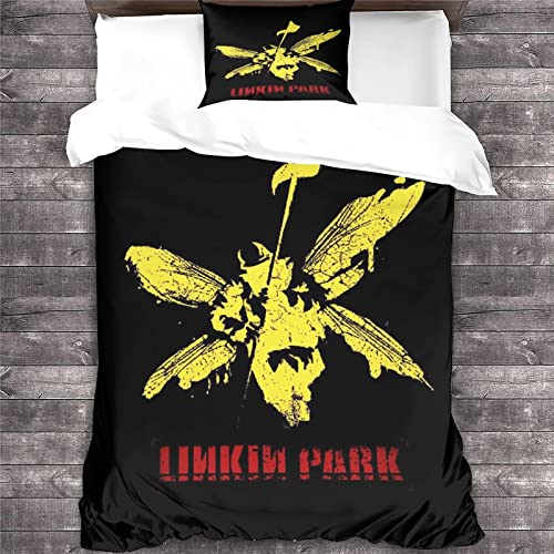 Linkin Park Bettwäsche-Set,Bettbezug Rock 'n' Roll,3D Druck,mit Kissenbezug,Für Kinder Erwachsene,Für Einzelbett Doppelbett einzeln（135x200cm） von GENBAK