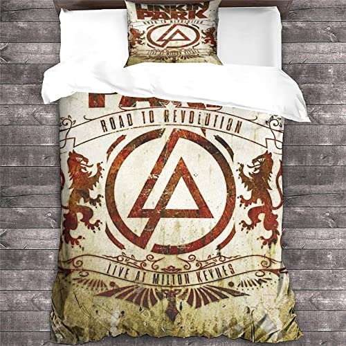 Linkin Park Bettwäsche Sets Kinder Bettbezug Mikrofaser Bettwäsche 3D Gedruckter Rock 'n' Roll Bettbezug Kissenbezug einzeln（135x200cm） von GENBAK