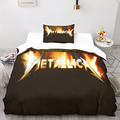 Metallica Bettwäsche,Heavy Metal Band Bettwäsche 3D-Druck,Rock 'n' Roll Kinder Bettwäsche,Mikrofaser,mit Kissenbezug Single（135x200cm） von GENBAK