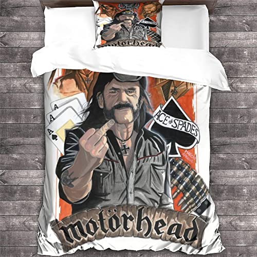 Motörhead Bettwäsche Microfaser 3D Heavy-Metal-Band Bettbezug Set 3 Teilig Bettwäsche Set 1 Flauschige Bettbezug Mit Reißverschluss Und Kissenbezüge-Rock 'n' Roll einzeln（135x200cm） von GENBAK