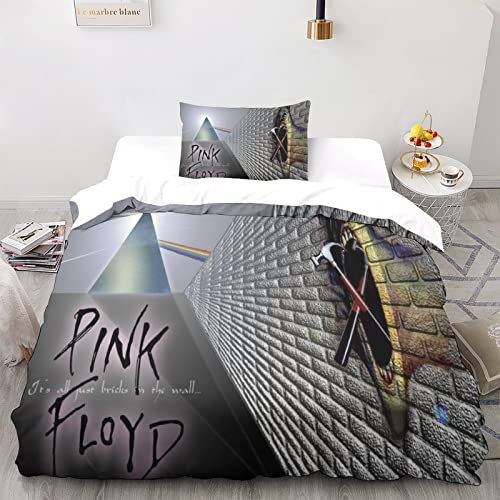 Pink Floyd Bettwäsche Rock 'n' Roll Bettwäsche 3D Musik Drucken Mit Bettbezüge Kissenbezüge Für Jungen Mädchen einfach（135x200cm） von GENBAK