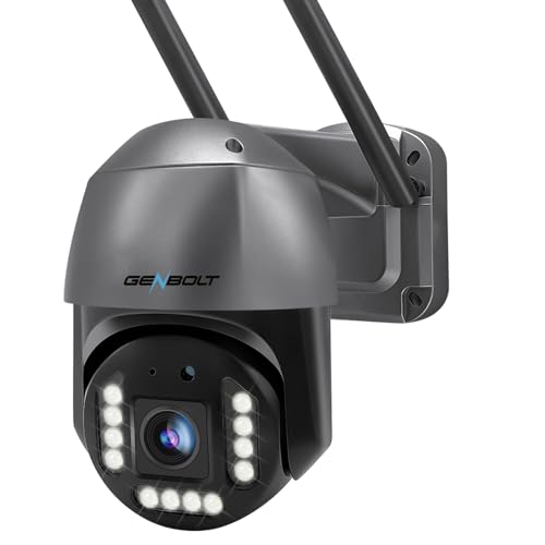 GENBOLT [DC&PoE] 4k Überwachungskamera Aussen WLAN mit licht, Kabellose 8MP CCTV IP Überwachungskamera Außen, Farbige Nachtsicht, Auto Tracking Mensch/Auto-Erkennung Schwenken Neigen (2.4&5GHz) von GENBOLT