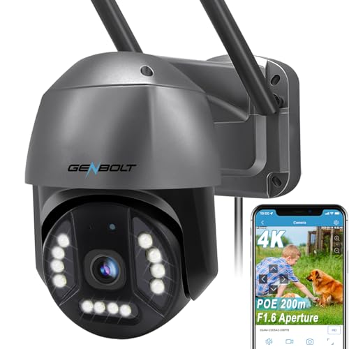 GENBOLT [DC&PoE Überwachungskamera Aussen mit 2,4&5GHz WiFi, 8MP IP WLAN Kamera Outdoor WiFi mit Farbige Nachtsicht, Automatische Verfolgung Erkennung von Personen/Fahrzeugen von GENBOLT