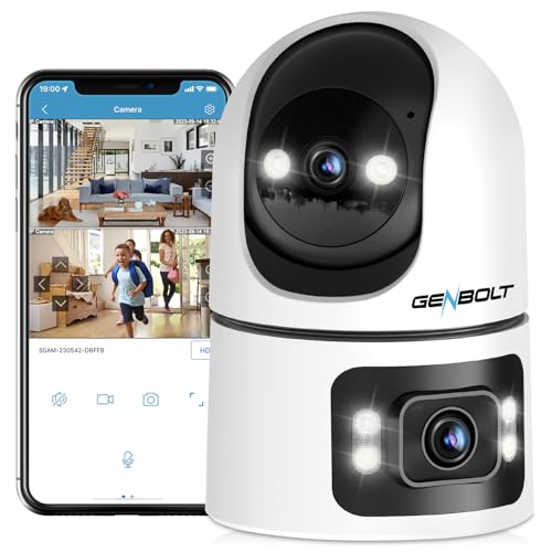 GENBOLT Überwachungskamera Innen WLAN, 360°Kamera Überwachung mit Zwei Objektiven Zuhause, IP Kamera CCTV mit Humanoid Erkennung, Nanny Pet Dog Sicherheitskamera mit 2.4&5GHz GENBOLT Überwachungskamera Innen WLAN, 360°Kamera Überwachung mit Zwei Objektiven Zuhause, IP Kamera CCTV mit Humanoid Erkennung, Nanny Pet Dog Sicherheitskamera mit 2.4&5GHz von GENBOLT