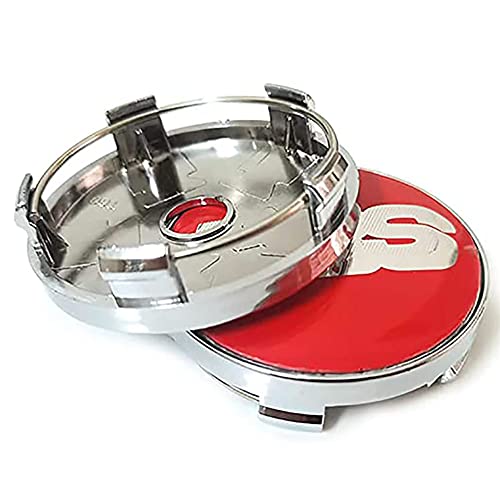 GÉNERIC 4 Stück Auto Radnabenkappen Radnabenabdeckung Nabendeckel, für BBS 56MM 60MM 65MM 68MM Nabendeckel Felgendeckel Schmücken Zubehör,60mm-red-Silver von GÉNERIC