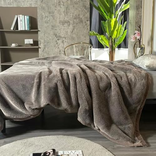 Luxuriöse Kunstfelldecke Felldecke Kunstfell - Soft Faux Schneefochs Fell Wurfdecke,200X230cm Kuscheldecke Flauschig Decke Webpelzdecke Pelzdecke Wohndecke Kunstpelz Für Couch Bett,Braun von GENERIC
