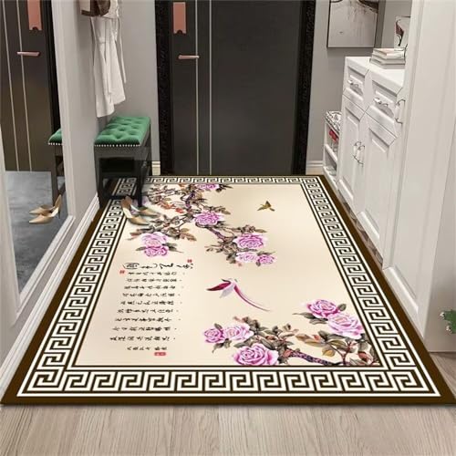 Rug Carpet Zimmerdeko Vintage-Teppich für den Hauseingang, rosa, geblümt, rechteckig, Wohnzimmerzubehör, pflegeleicht 120X200cm Kuche Teppich Modern von GENERIC