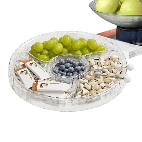 Tragbares Snacktablett, geteiltes Serviertablett - 4-fach geteiltes Snacktablett | Vorspeisentablett, große Servierschalen, vielseitige Snackbox für Chips und Dip von GENERIC