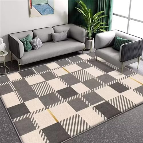 XXL Teppich Tischdeko Grauer Teppich mit geometrischem Design, dekorativer Teppich für Wohnzimmer, geeignet für Büro, Esszimmer 60X100cm Teppich Grau von GENERIC