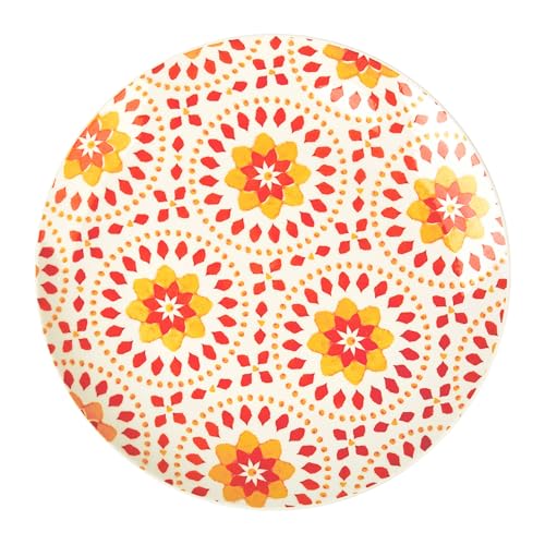 GENEVIEVE LETHU 536064 Speiseteller aus Porzellan, Ø 26,5 cm – Kollektion Surya – Teller mit grafischem Dekor und sehr farbenfroh von GENEVIEVE LETHU