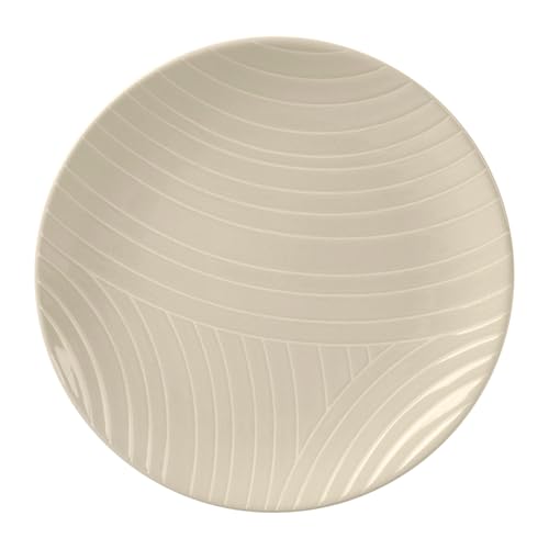GENEVIEVE LETHU 536139 Dessertteller aus Steingut, Beige, Ø 20,5 cm – Kollektion Murmurre Graphique – Teller mit Reliefdekor von GENEVIEVE LETHU
