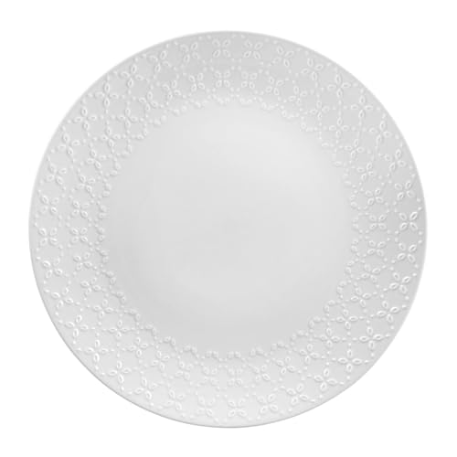GENEVIEVE LETHU 536303 Großer Platzteller, Ø 30,5 cm, Modell Calais CAUDRY – Porzellan Farbe Weiß – Servierteller mit Blumenmotiv von GENEVIEVE LETHU
