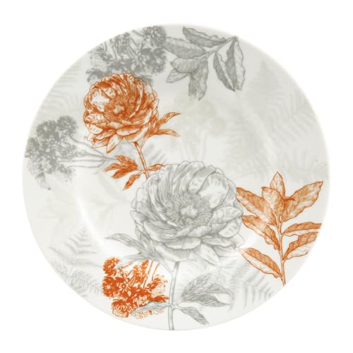 GENEVIEVE LETHU 539672 Dessertteller aus Porzellan, Ø 19 cm – Kollektion Gravires Colourees – Teller mit Blumendekor von GENEVIEVE LETHU