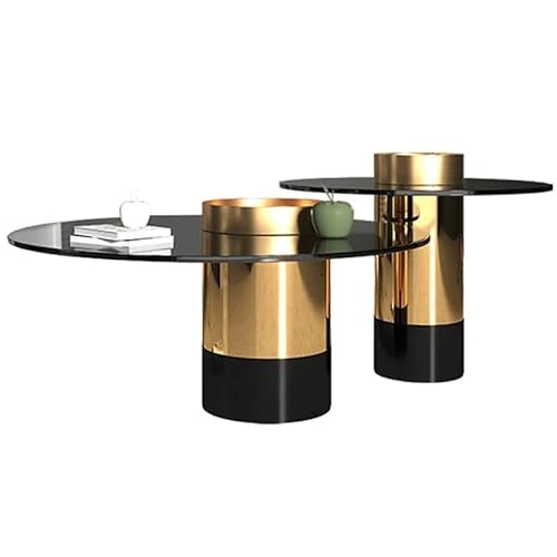 GENHAOSAN Beistelltische Schlafzimmer Glas Couchtisch Set Moderne Einfache Wohnzimmer Haushalt Tee Tisch Metall Seite Tische Couchtische Für Das Wohnzimmer von GENHAOSAN