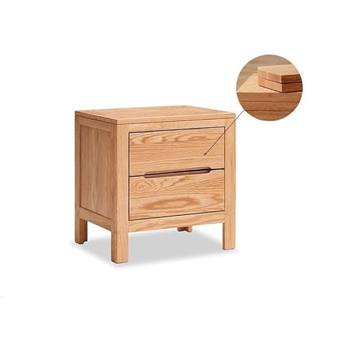 GENHAOSAN Nachttisch Nachttisch aus massivem Holz im chinesischen Stil, Doppelschublade, Eichentruhe, nordischer, moderner Aufbewahrungsschrank for Zuhause und Schlafzimmer Schlafzimmermöbel von GENHAOSAN