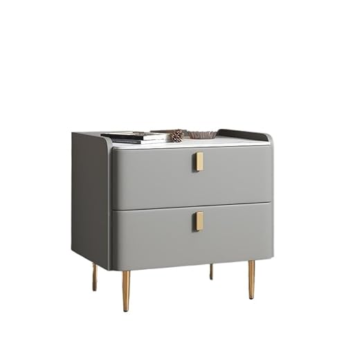 GENHAOSAN Nachttisch Schlichter, Moderner Nachttisch Aus Schiefer for Das Schlafzimmer, Minimalistischer Aufbewahrungsschrank Aus Leder Schlafzimmermöbel(3,45cm) von GENHAOSAN