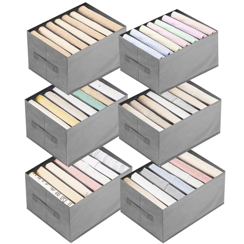 6 Stück Schrank Organizer Ordnungssystem, Kleiderschrank Stapelbar, 7 Staufächer Schubladen Organizer Hosen Organizer für Kleiderschrank Kleidung Kleider Aufbewahrungsbox Ordnungsboxen mit Griff 6 Stück Schrank Organizer Ordnungssystem, Kleiderschrank Stapelbar, 7 Staufächer Schubladen Organizer Hosen Organizer für Kleiderschrank Kleidung Kleider Aufbewahrungsbox Ordnungsboxen mit Griff von GENHH