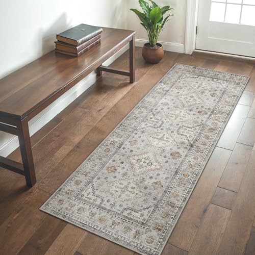 GENIMO Boho Teppich Flur 80x200CM, Beige Küche Teppich, waschbar Vintage Läufer Flur, Anti-Rutsch-Teppiche für Schlafzimmer Bad Eingang Korridor GENIMO Boho Teppich Flur 80x200CM, Beige Küche Teppich, waschbar Vintage Läufer Flur, Anti-Rutsch-Teppiche für Schlafzimmer Bad Eingang Korridor von GENIMO