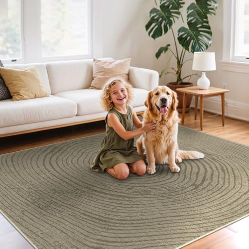 GENIMO Waschbarer Teppich für Wohnzimmer Schlafzimmer, Modern, Kurzer Flor, rutschfeste Rückseite, Olivbraun, 160X230CM GENIMO Waschbarer Teppich für Wohnzimmer Schlafzimmer, Modern, Kurzer Flor, rutschfeste Rückseite, Olivbraun, 160X230CM von GENIMO