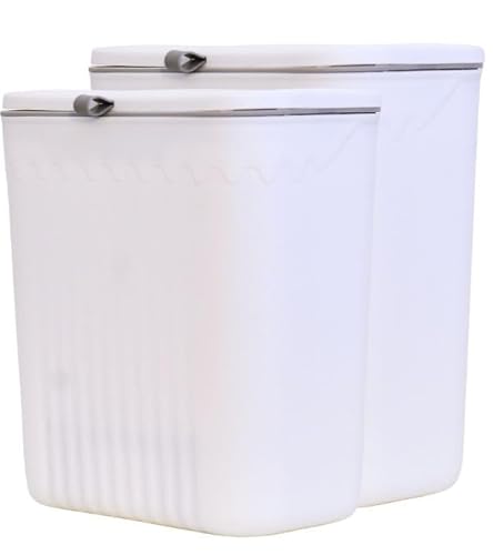 GENIO IN CASA 2er Set Mülleimer Küche Unterschrank zum Aufhängen 12L - Biomülleimer Hängend Küche, Bad und Büro - Küchenabfalleimer für Mülltrennung (2x Weiß) von GENIO IN CASA