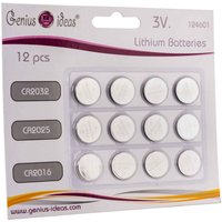 Genius Ideas - Packung mit 12 Knopfzellen Lithium 3 v von GENIUS IDEAS