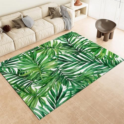 GENMIP Grüne Fläche Teppiche Aquarellpalmblatt Illustration Stil Maschine Waschbar Nicht Rutschfestes Kurzhaufen Teppich Für Wohnzimmer Schlafzimmer Hausdekoration Teppich, GENMIP Grüne Fläche Teppiche Aquarellpalmblatt Illustration Stil Maschine Waschbar Nicht Rutschfestes Kurzhaufen Teppich Für Wohnzimmer Schlafzimmer Hausdekoration Teppich, von GENMIP