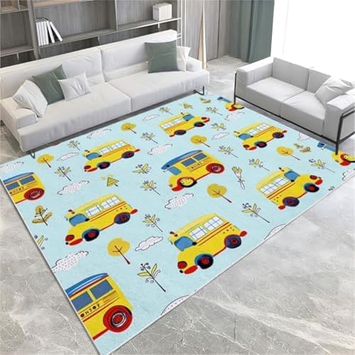 GENMIP Illustration Style Area Teppiche Cartoon Gelbe Schulbusmaschinenmaschine Waschbar Kurzer Pfahlbereich Teppich Nicht Rutschfrost, GENMIP Illustration Style Area Teppiche Cartoon Gelbe Schulbusmaschinenmaschine Waschbar Kurzer Pfahlbereich Teppich Nicht Rutschfrost, von GENMIP