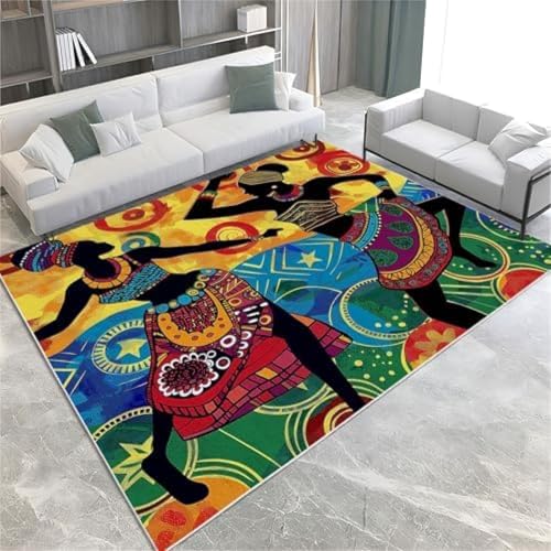 GENMIP Stammesbereich Teppich Teppich Für Wohnzimmer Schlafzimmer Afrikanische Frau Floor Matte Gedrucktes Design Weicher Teppich, von GENMIP