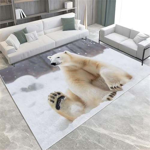 GENMIP Tiere Fläche Teppiche Süßer Eisbären Waschbarer Plüsch & Flauschiger Nicht Rutscher Stapelbodenmatte Für Schlafzimmer Esszimmer & Lounges, von GENMIP