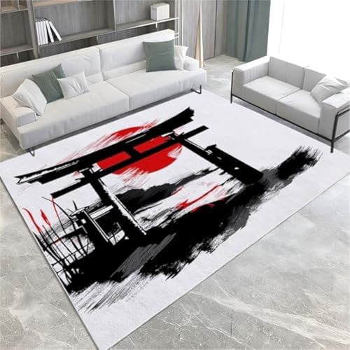GENMIP Tinte Malerei Fläche Teppiche Japanische Torii Gate Maschine Waschbarer Kurzwahlen Teppich Nicht Rutschflecken Innenmatte Für Wohnzimmer Schlafzimmer Büro Küche & Flur, von GENMIP