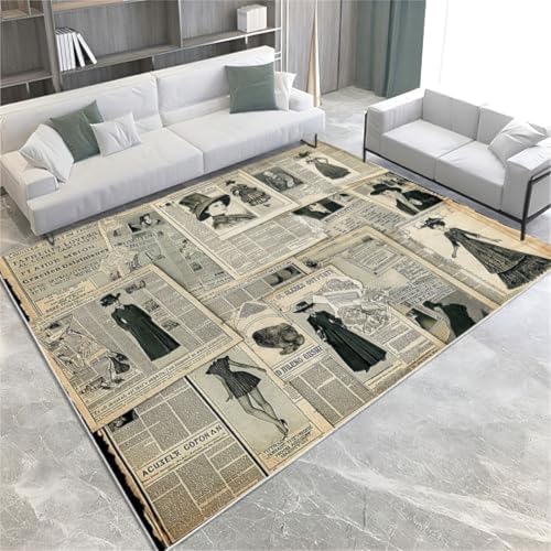 GENMIP Zeitungsstil Area Teppiche Kleidungsmodelle Maschinenwaschbar Teppich Weich, von GENMIP