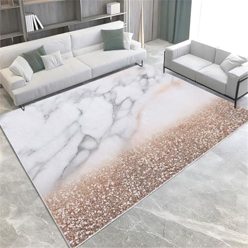 Grauzone Teppiche Marmor Roségold Weicher Innenbereich Teppich Maschinenwaschable Nicht-Rutsch-, Nicht-Shedding-Short-Stapel-Teppich Für Wohnzimmer Schlafzimmer Büro Küche Flur Und Konservatorium, von GENMIP