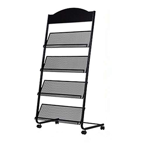 GENMO Stehender Zeitschriftenständer Informationsständer Lagerregal Zeitungsständer Display Rack Manuelles Buchregal Einzelseite Einfaches Eisen (Schwarz) von GENMO