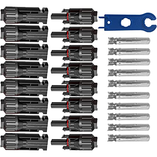 GENORTH 8 Paar Solarstecker Set mit Schlüssel, Männlich/Weiblich Solarpanel Stecker PV Stecker IP67 Wasserdicht, Photovoltaik Steckverbinder Kompatibel 4mm²/6mm² SolarKabel von GENORTH