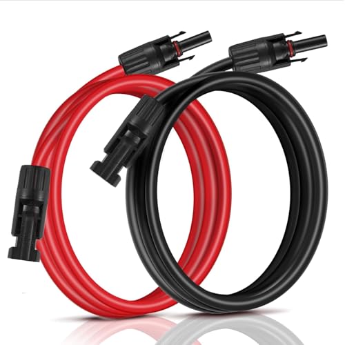 GENORTH Solarkabel 4mm², Solarkabel Verlängerung 1/2/3m, Solarkabel Verlängerungskabel Photovoltaik Kabel für PV Solaranlage(Rot/Schwarz) von GENORTH