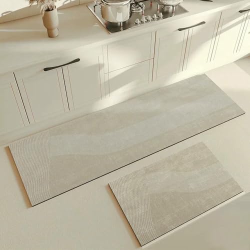 GENPICONG Küchenteppich Beige Matte PVC Wasserdicht Einfarbig Langer Streifen Teppich Ölbeständig Leder Fußmatten Boden rutschfest Waschbar GENPICONG Küchenteppich Beige Matte PVC Wasserdicht Einfarbig Langer Streifen Teppich Ölbeständig Leder Fußmatten Boden rutschfest Waschbar von GENPICONG