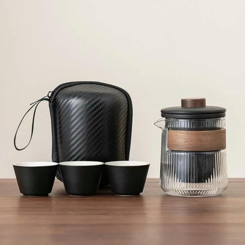 GENPICONG Teapot and Tea Cup Set Portable Kungfu Tea Making Set with Storage Bag Travel Outdoor Chinese Teaware Set Supplies 1 Bowl 3 Cup von GENPICONG