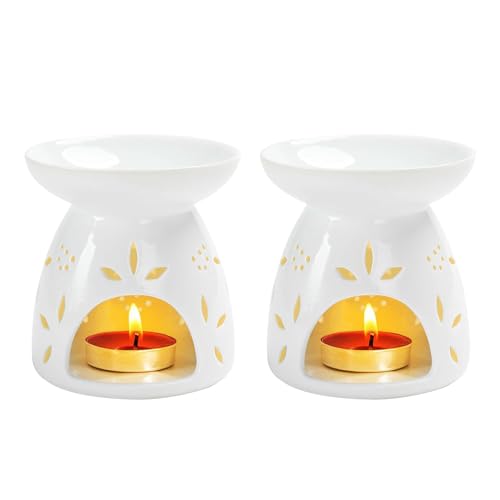 GENTI Keramik-Teelichthalter, Duftlampe für ätherische Öle, Wachswärmer, Wachsschmelzbrenner, Teelichthalter für Heimdekoration, 2 Stück GENTI Keramik-Teelichthalter, Duftlampe für ätherische Öle, Wachswärmer, Wachsschmelzbrenner, Teelichthalter für Heimdekoration, 2 Stück von GENTI