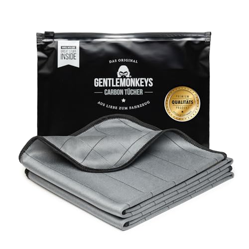 GENTLEMONKEYS Carbontücher (2er Set) • Carbon Mikrofasertücher für streifenfreie Autoscheiben • Auto Fensterputztücher Set • Mikrofasertücher Auto Glastuch • 350 GSM (50x40cm) von GENTLEMONKEYS
