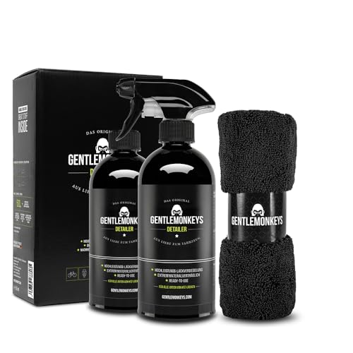 GENTLEMONKEYS Detailer Bundle (500ml Lackversiegelung + Mikrofasertuch + 500ml Refill) • Sprüh-Versiegelung für Glanz & Abperleffekt • Gegen Schmutz, Staub & Wasserflecken • Made in Germany von GENTLEMONKEYS