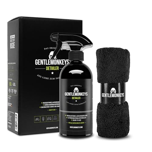 GENTLEMONKEYS Detailer Auto (500ml) inkl. Mikrofasertuch • Lackversiegelung, Motorrad & Fahrrad • Profi-Sprühversiegelung für Glanz & Schutz • Detailing Lackschutz • Für alle Lacke geeignet von GENTLEMONKEYS