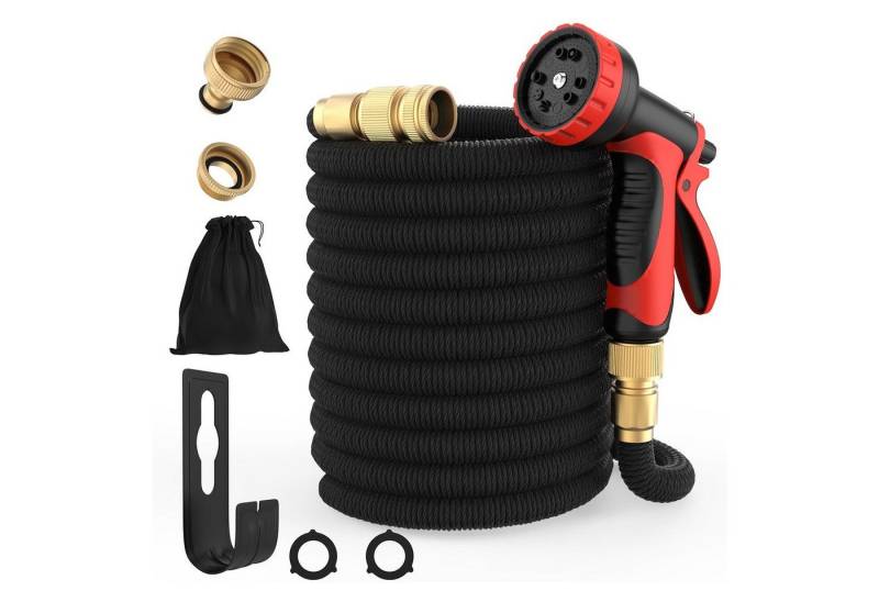 GENTOR Gartenschlauch Premium Flexibler Gartenschlauch flexibel Wasserschlauch 10 Funktionen, Wasserschlauch mit Halterung, 1/2 Zoll & 3/4 Zoll Adapter, (Wasserschlauch Set, 1 St), Flexibler Gartenschlauch 30 Meter von GENTOR