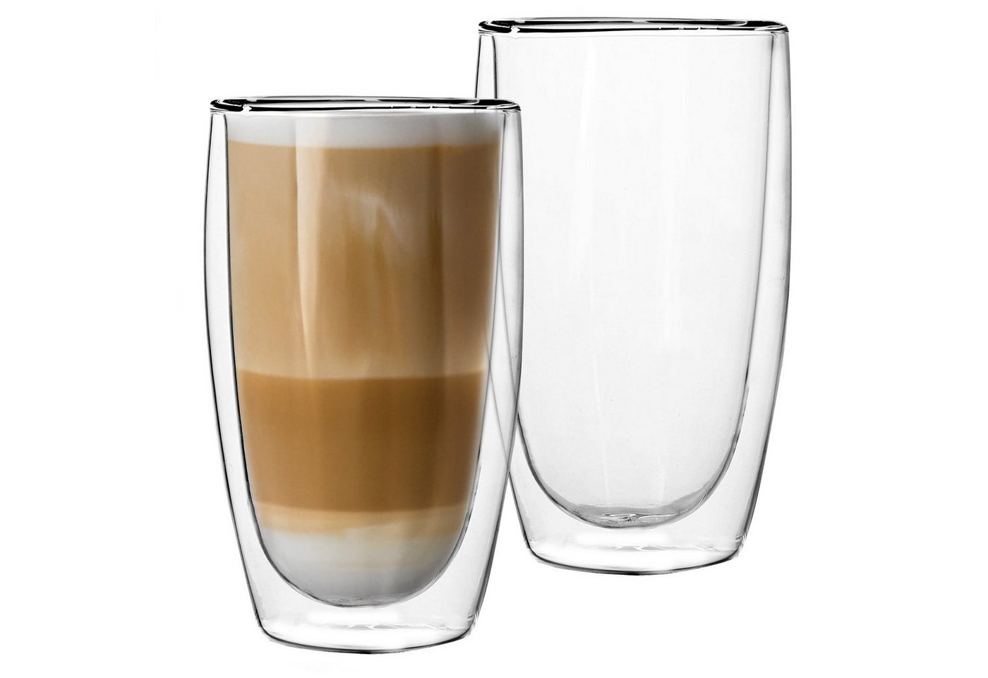 GENTOR Gläser-Set GENTOR Glas Set Longdrinkglas 2er Set Wasserglas Saftglas Kristallglas, 2-teilige Latte Macchiatto Doppelwand Glas 450ml von GENTOR