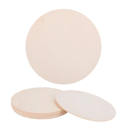 10 Stück Holzscheiben 30cm Durchmesser, Holzplatte Rund Holzplatten Holz Holzklötzchen Holzscheibe zum Basteln Bastelholz Holzdeko Holzplättchen Woodcraft Wood Panel Rundholz Runde Platte Holzschilder von GENZYRE