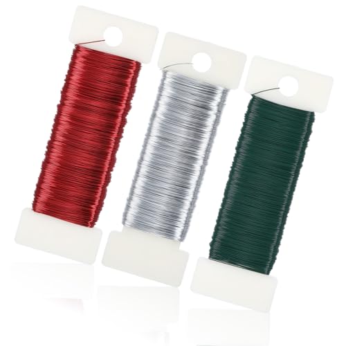 3 Farben Basteldrähte, Blumendraht Dünn Eisen Draht zum Basteln Schmuckdraht, Bindedraht Floristendraht Silberdraht Wire Basteldraht Steckdraht DIY Deko, Basteldraht Rot, Grün, Silber 50M x 0,35mm 3 Farben Basteldrähte, Blumendraht Dünn Eisen Draht zum Basteln Schmuckdraht, Bindedraht Floristendraht Silberdraht Wire Basteldraht Steckdraht DIY Deko, Basteldraht Rot, Grün, Silber 50M x 0,35mm von GENZYRE